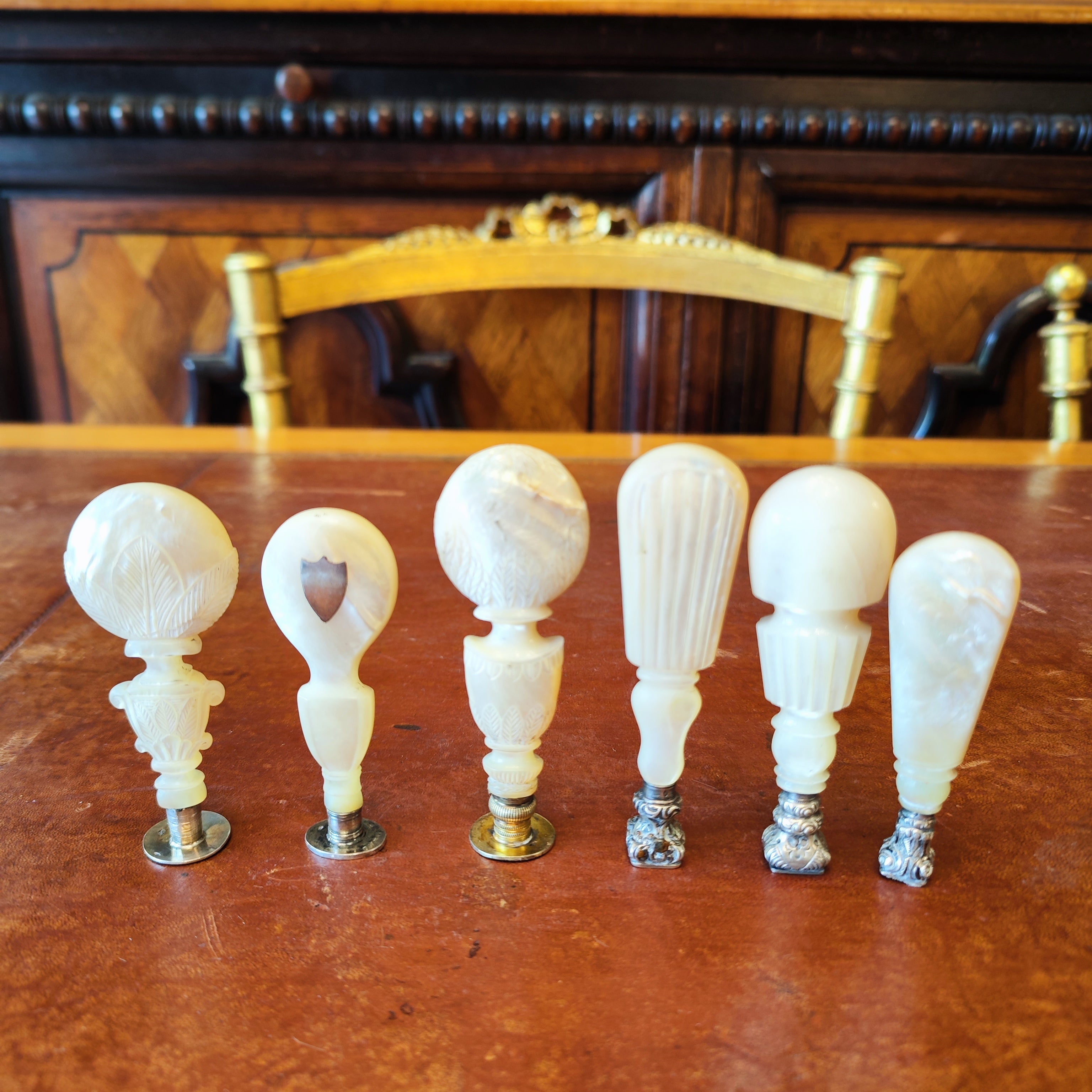 Juego de seis sellos en nácar franceses. Luis Felipe SXIX