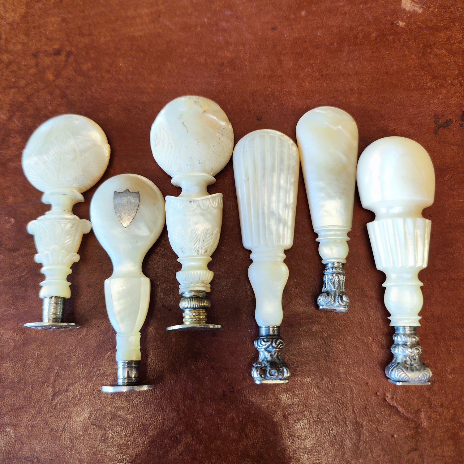 Juego de seis sellos en nácar franceses. Luis Felipe SXIX