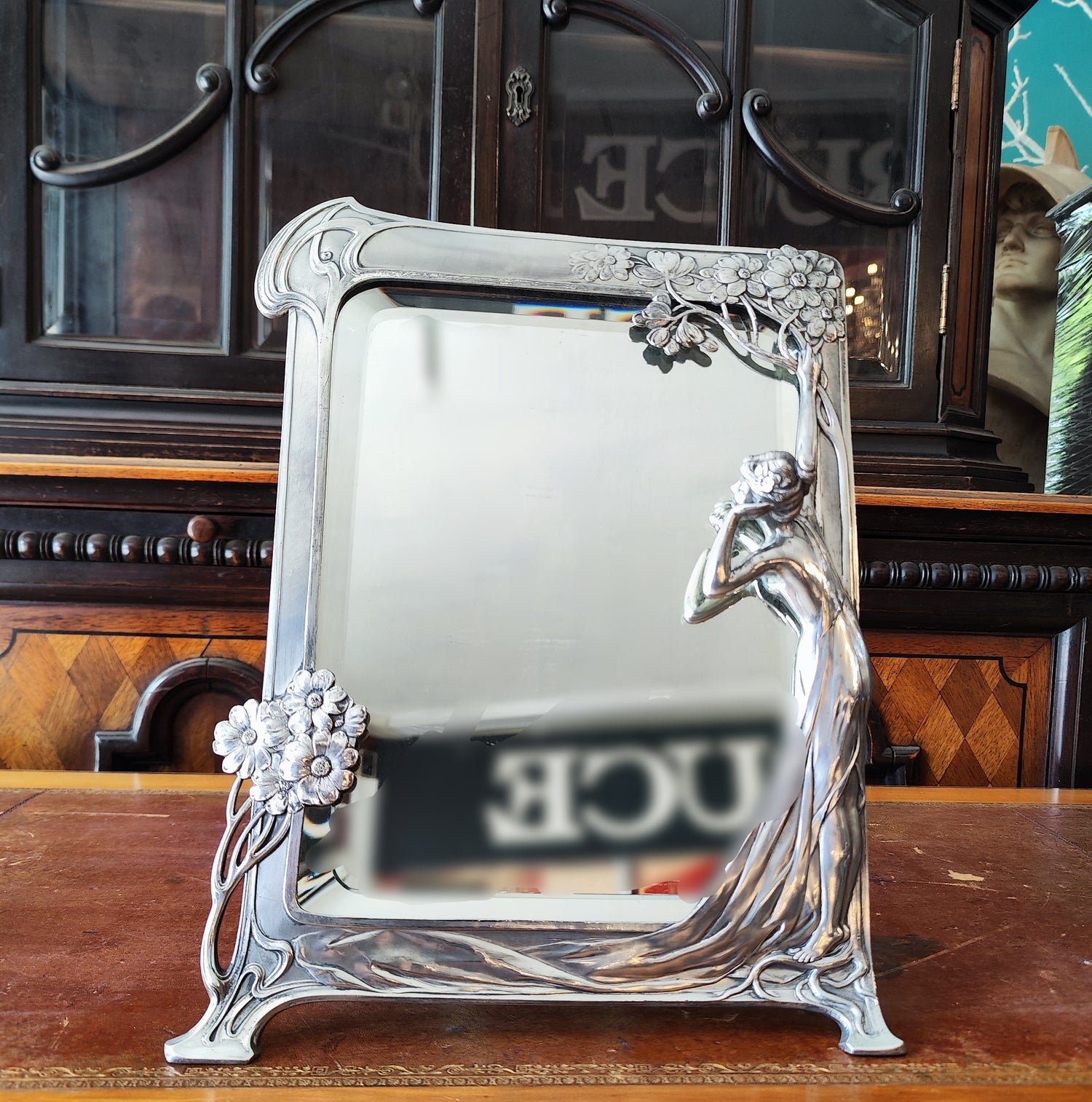 Espejo WMF "primer cuco" época Art Nouveau. Alemania SXX