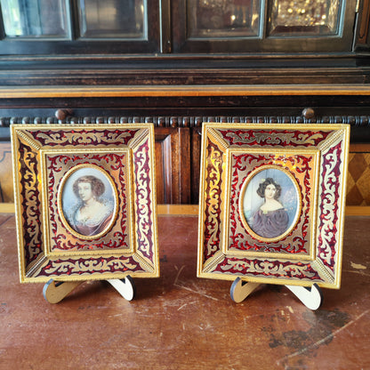 Par de miniaturas boulle época Napoleón III. Francia SXIX