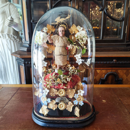 Gran fanal francés con Niñito Jesús policromado. Francia  fines SXVIII