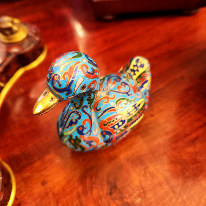 Pato cuello largo chino de cloissone celeste. China SXIX