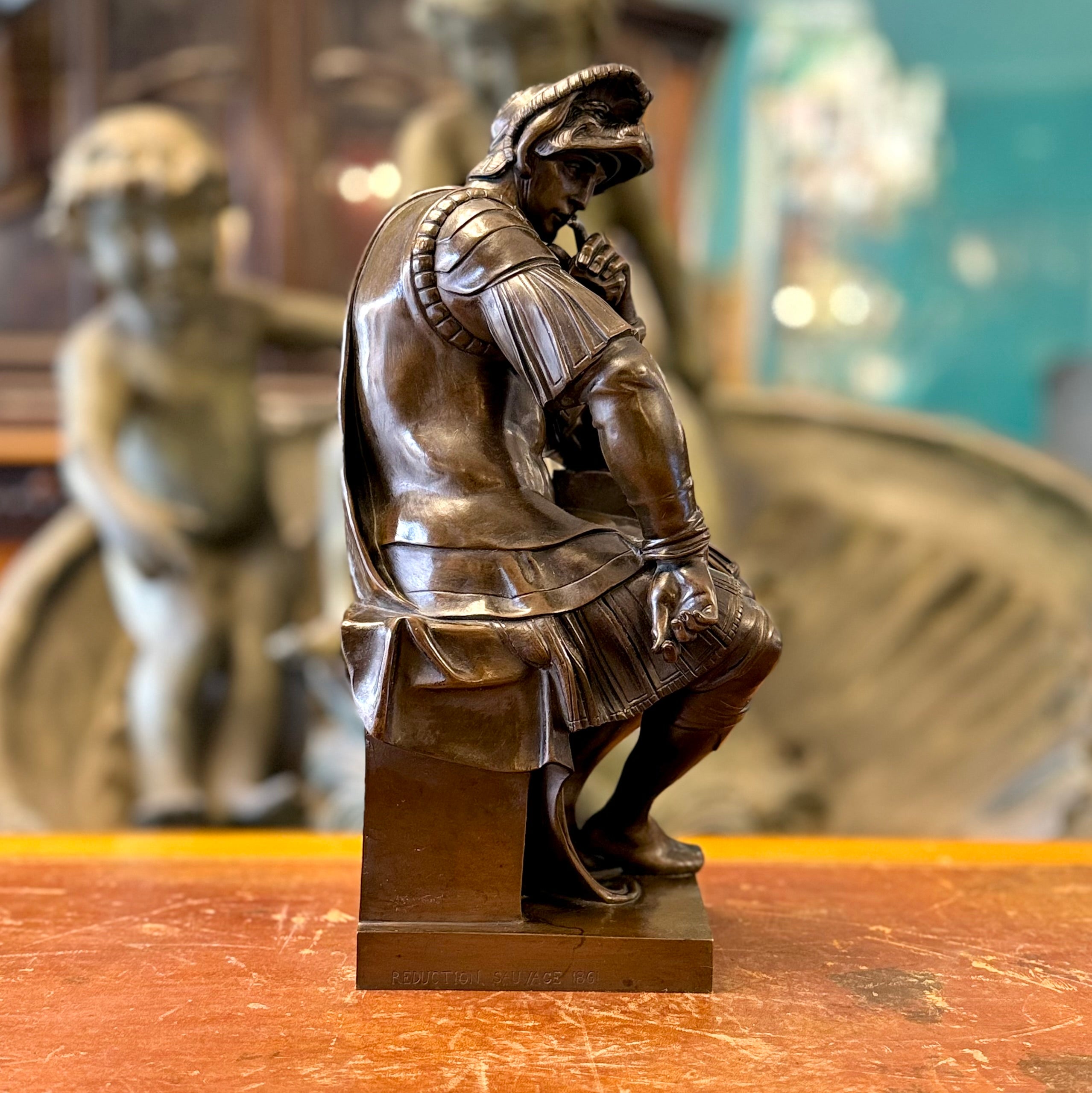 Escultura de bronce francesa "Lorenzo de Medicis". Francia SXIX