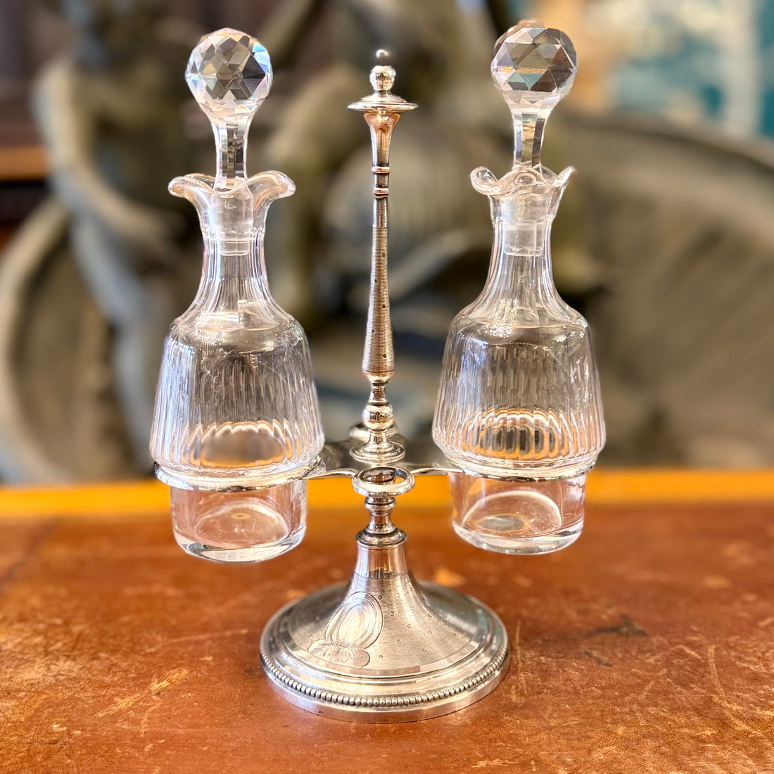 Alcuza francesa de dos botellas Armand Frénais. Francia SXIX