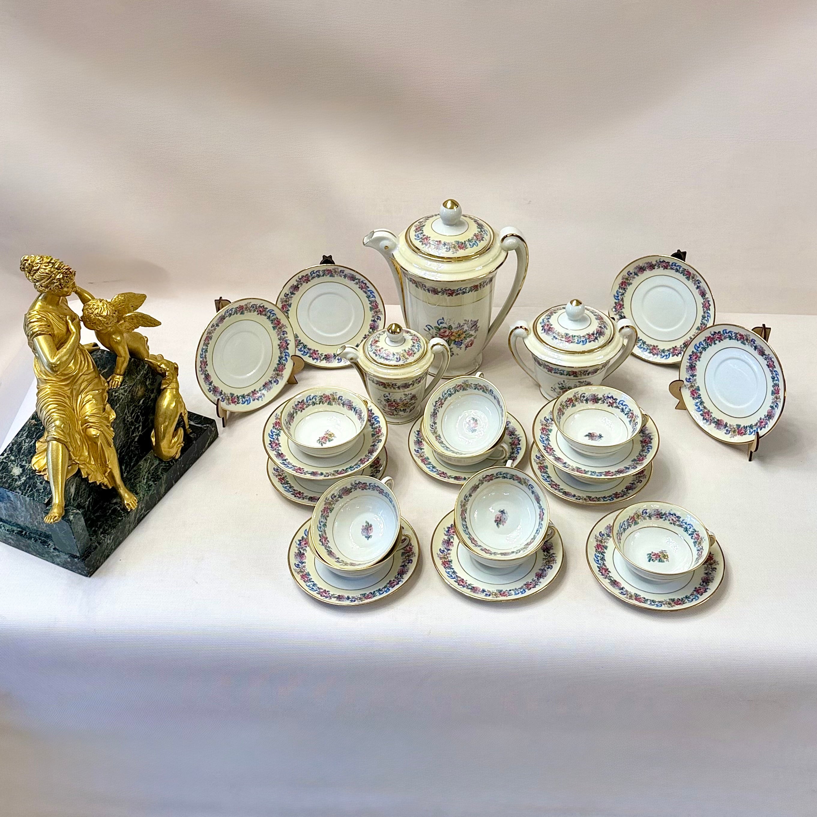 Servicio de te francés porcelana Nardon Lafrage Limoges. Francia SXIX