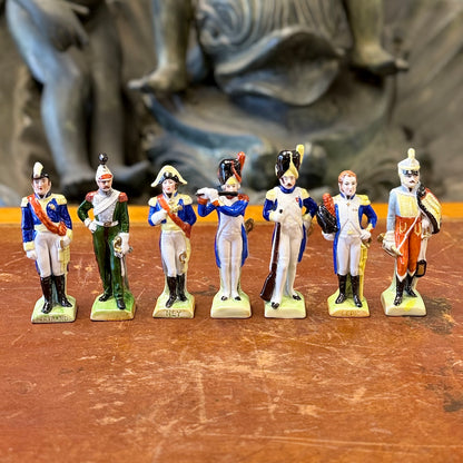 Conjunto de siete figuras de porcelana Scheibe-Alsbach de mariscales Napoleónicos. Alemania SXIX