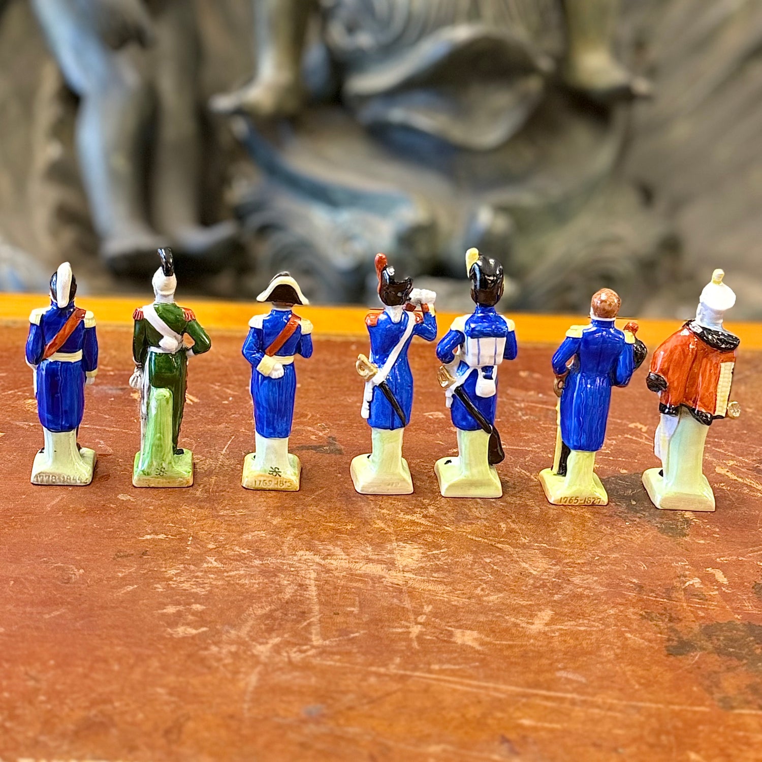 Conjunto de siete figuras de porcelana Scheibe-Alsbach de mariscales Napoleónicos. Alemania SXIX