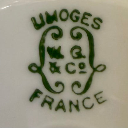 Gran y espectacular vajilla Limoges A. Lantier, verde y dorado. Francia SXX