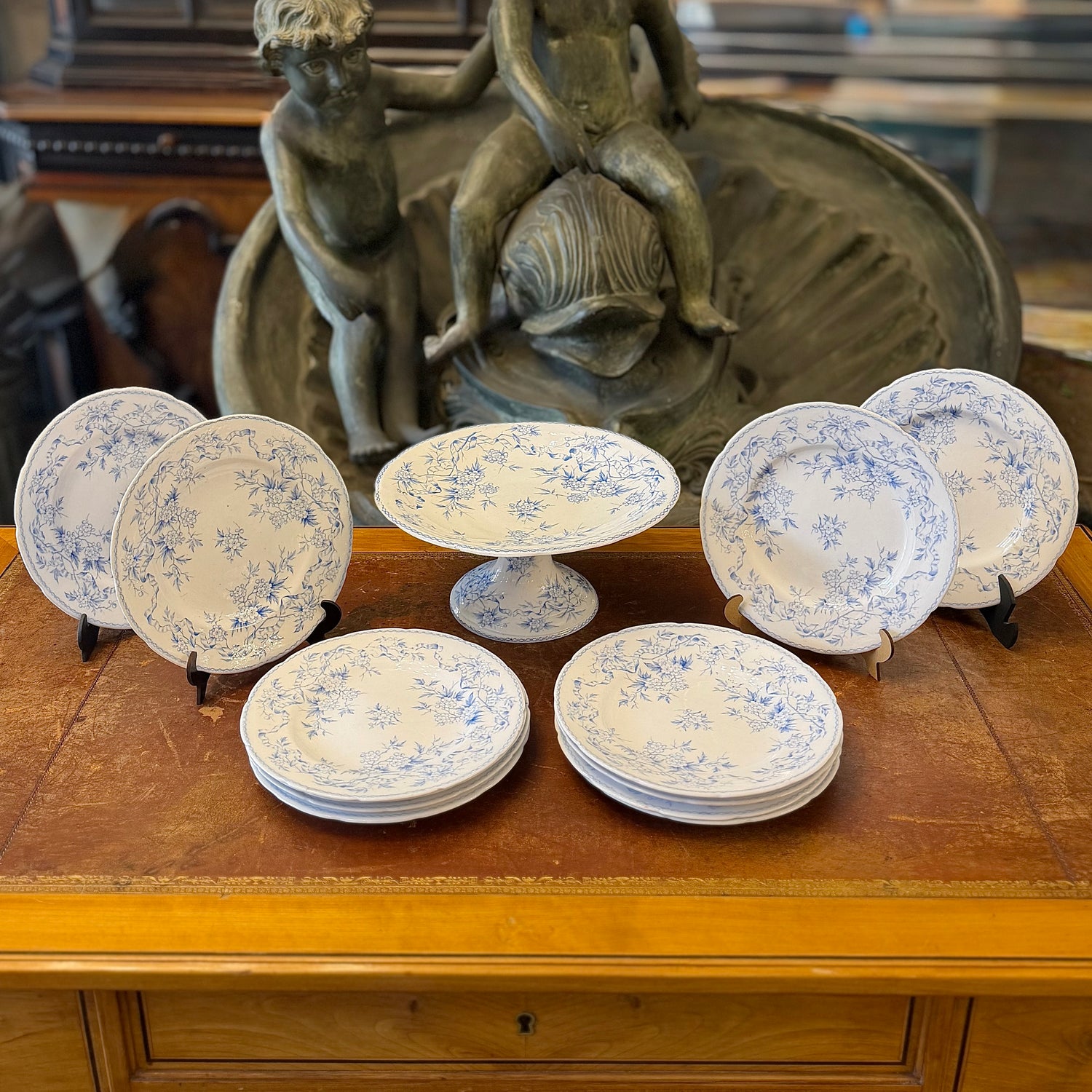 Vajilla de postre de porcelana P.P. Fabrik. Noruega SXIX