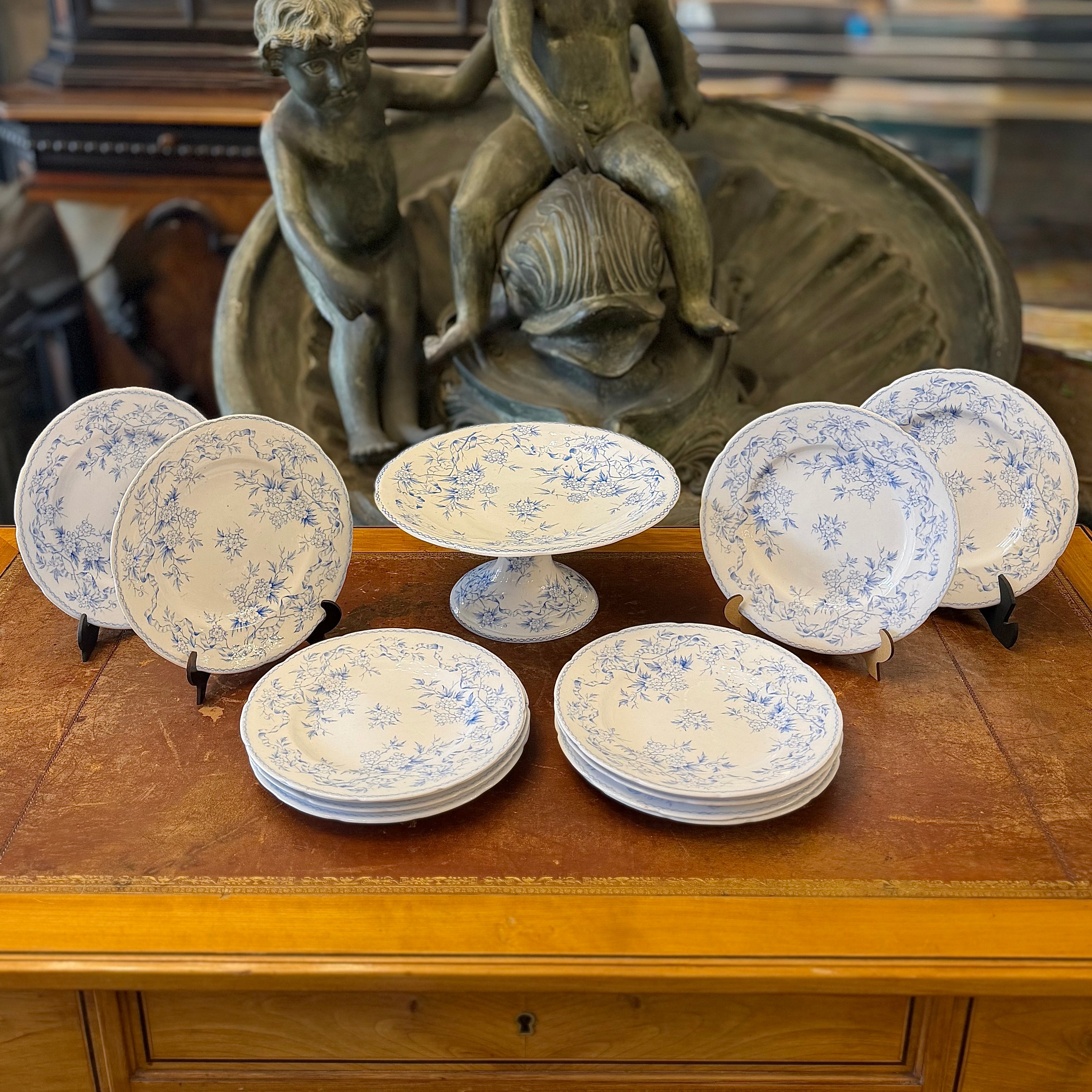 Vajilla de postre de porcelana P.P. Fabrik. Noruega SXIX