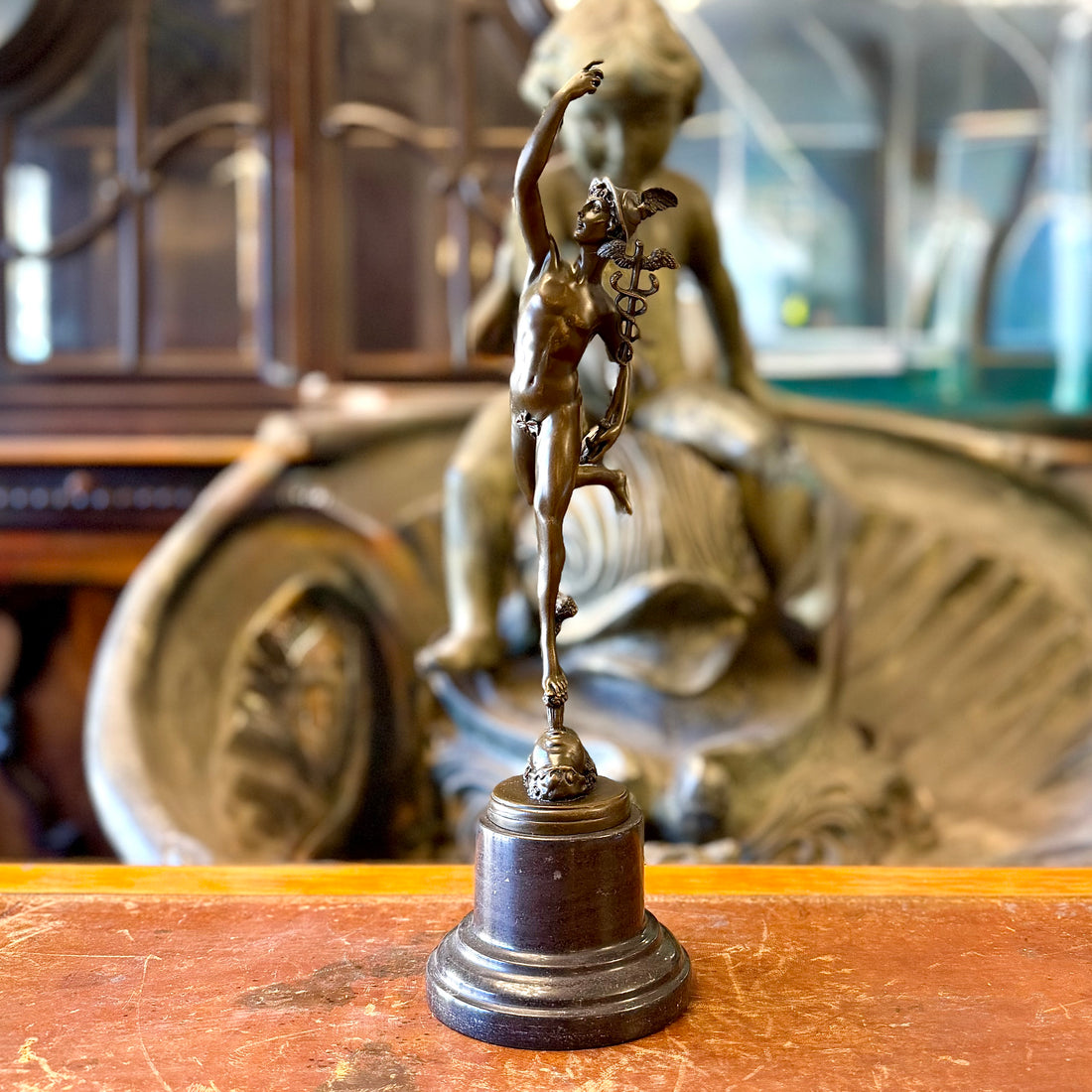 Dios Mercurio en bronce según Jean de Bologne. SXIX