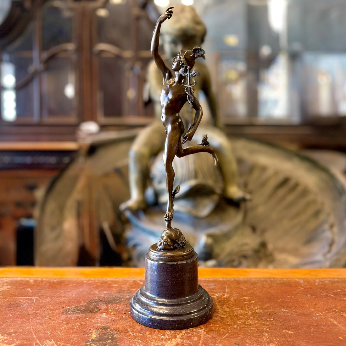 Dios Mercurio en bronce según Jean de Bologne. SXIX