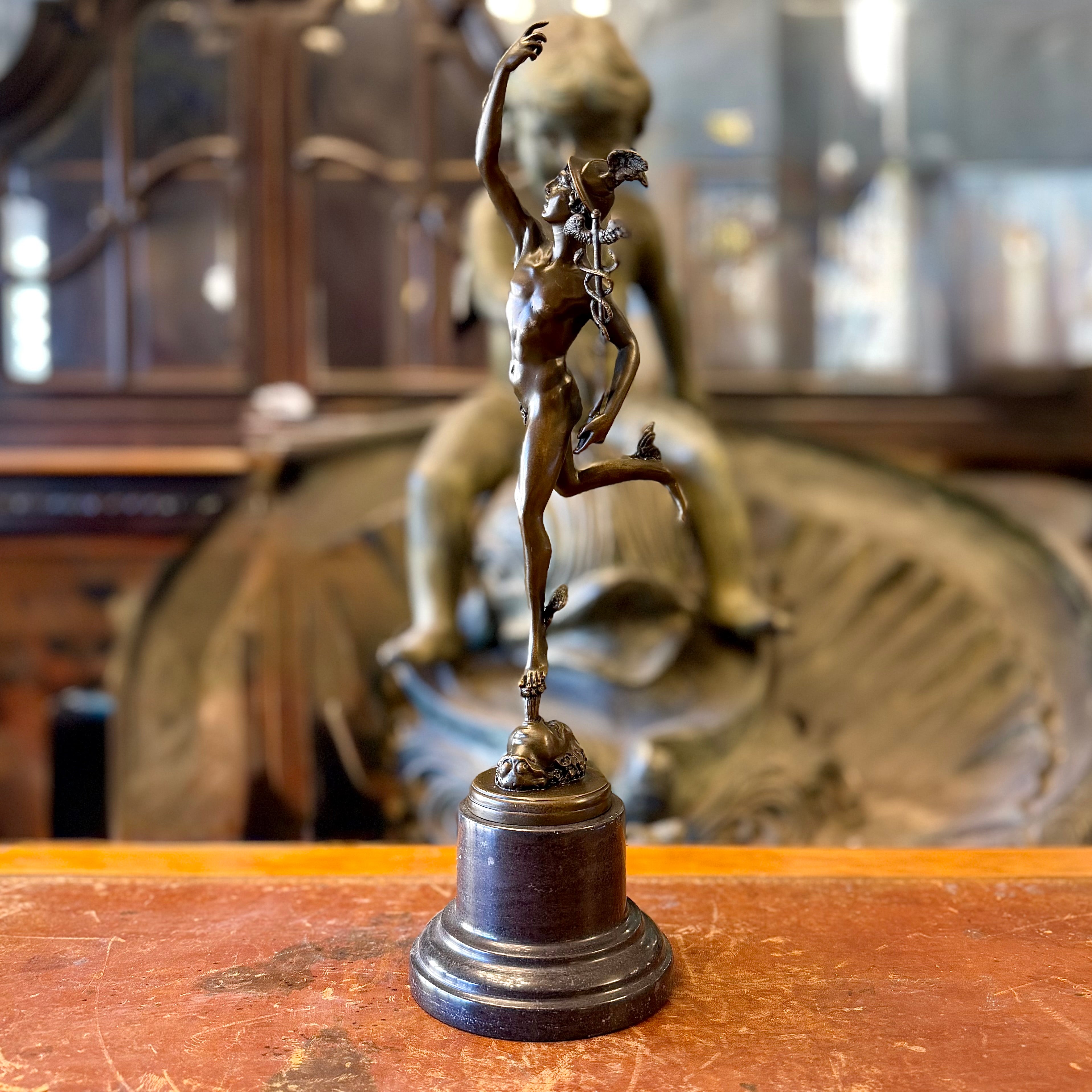 Dios Mercurio en bronce según Jean de Bologne. SXIX