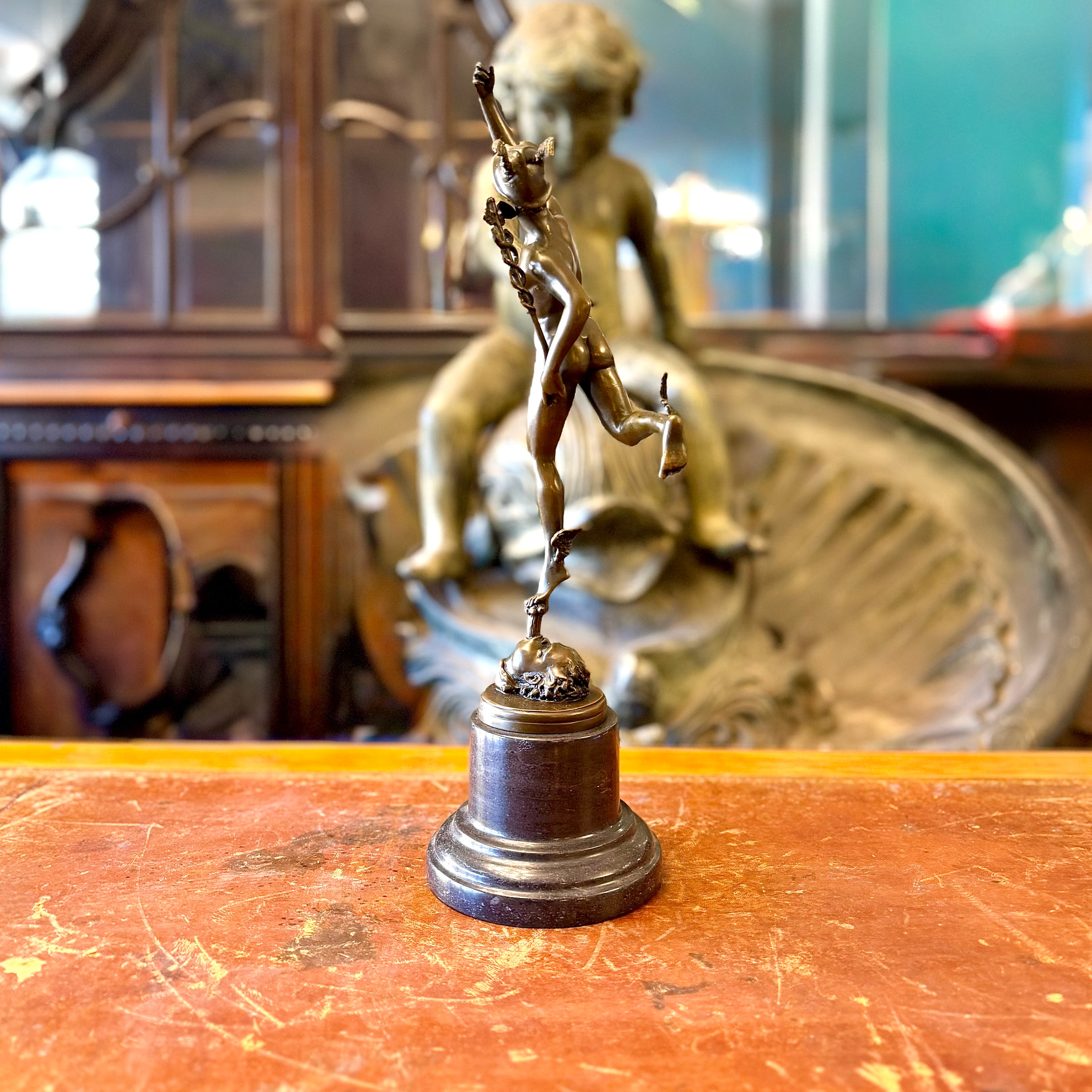 Dios Mercurio en bronce según Jean de Bologne. SXIX