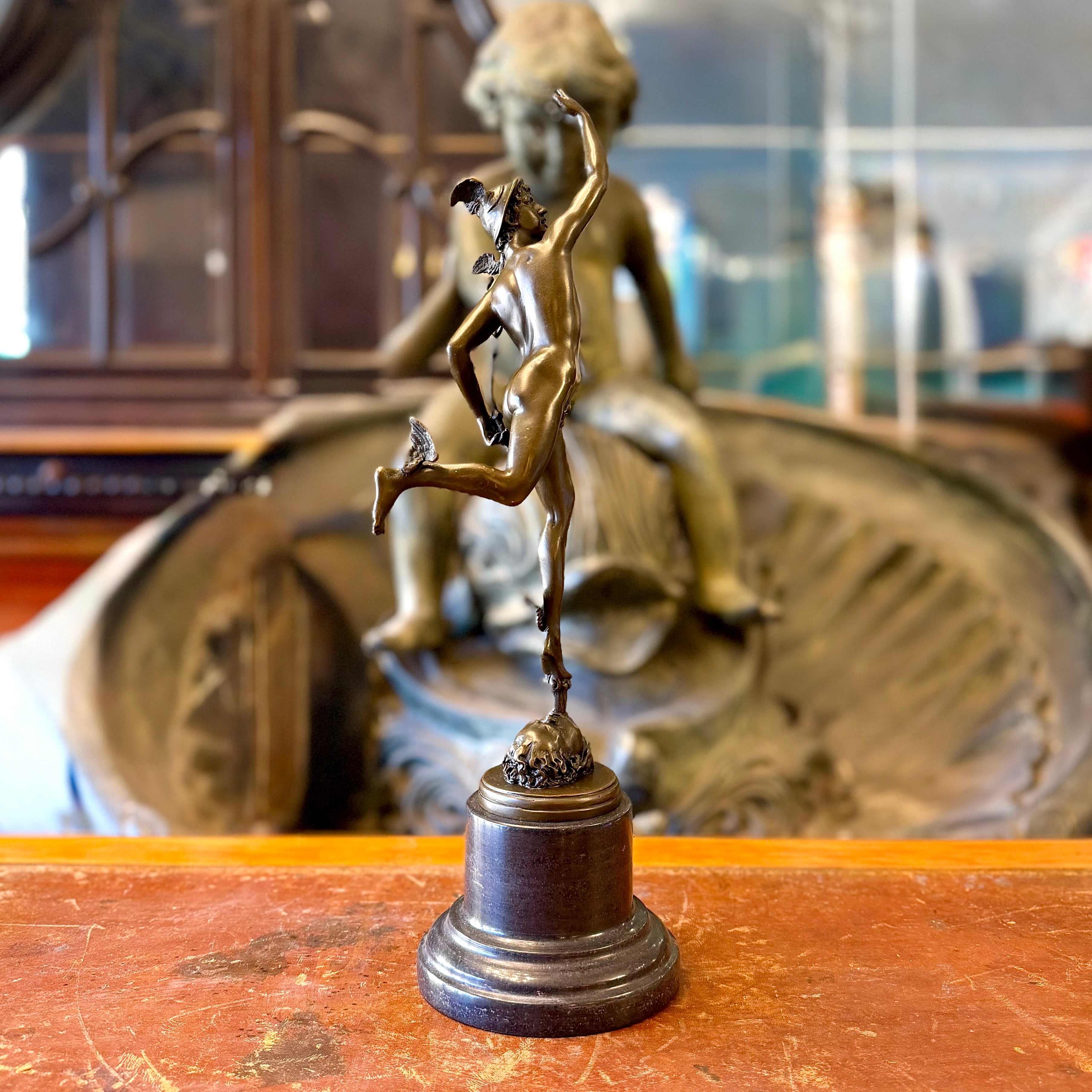 Dios Mercurio en bronce según Jean de Bologne. SXIX