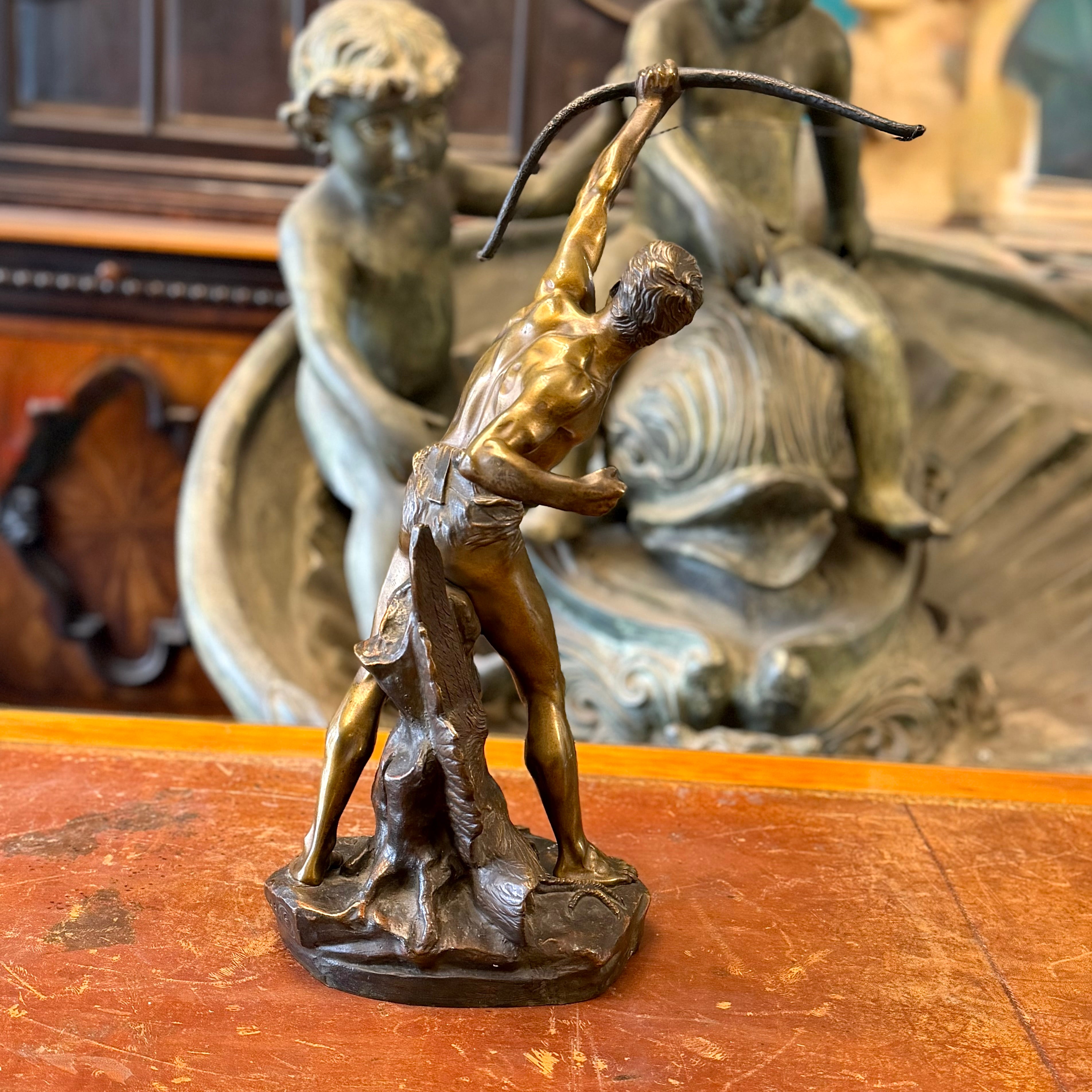 Escultura bronce "El Arquero" firmada Edouard Drout (1859-1945). Francia SXIX