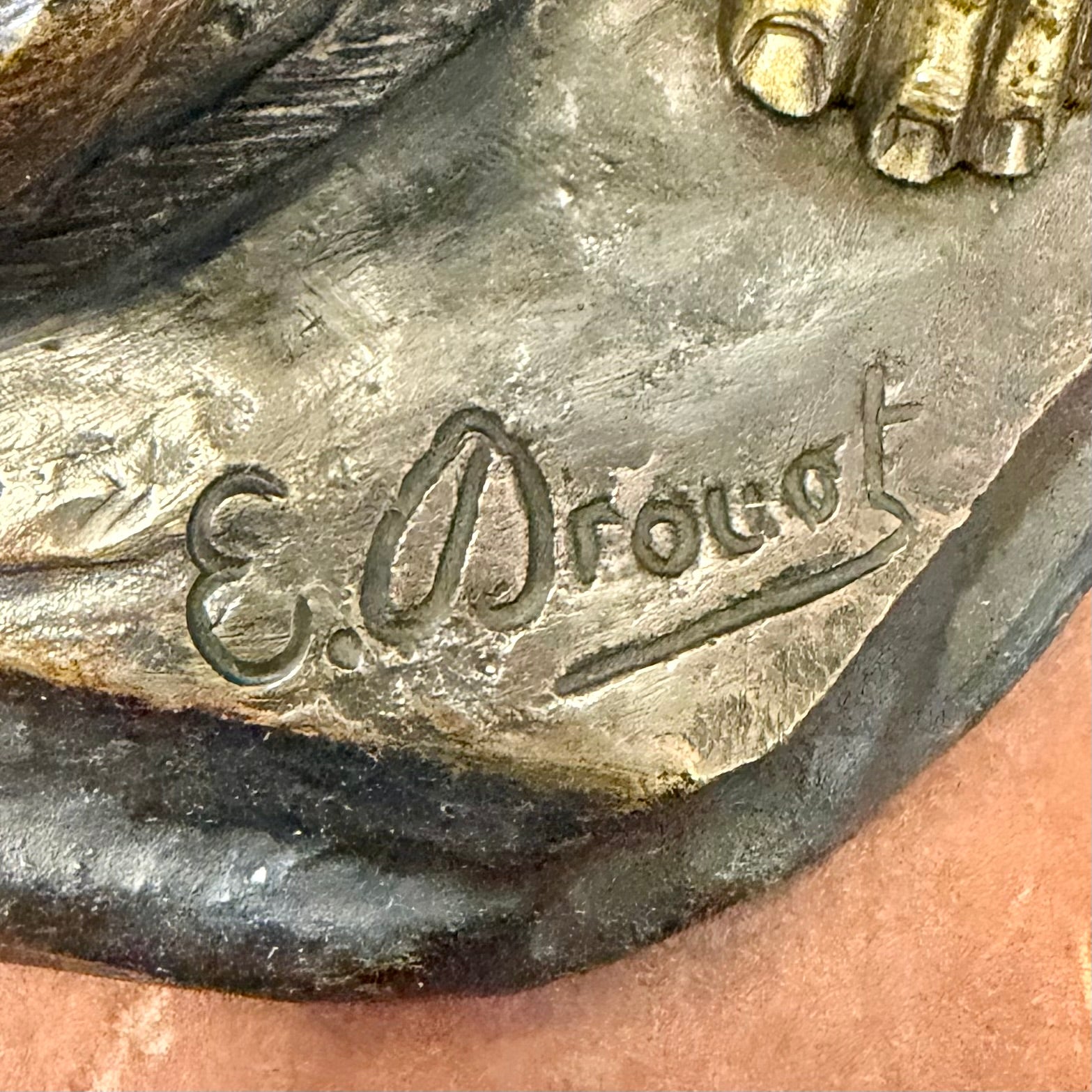 Escultura bronce "El Arquero" firmada Edouard Drout (1859-1945). Francia SXIX