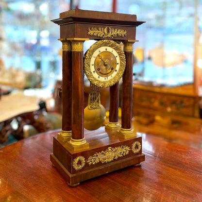 Reloj de pórtico caoba época Napoleón III. Francia SXIX