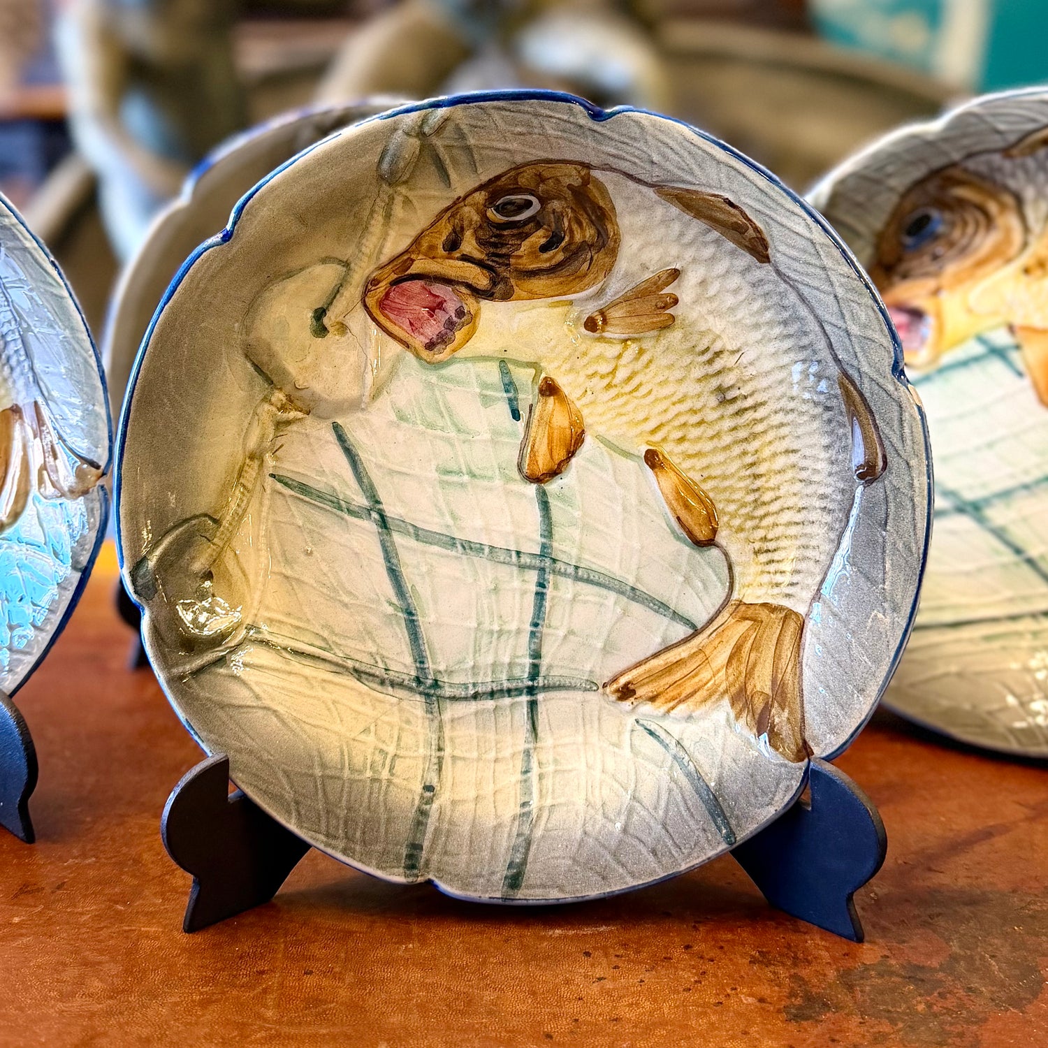 Juego de doce platos para pescado porcelana española Hispania C.H. España SXX