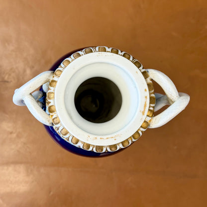 Pareja de jarrones alemanes d porcelana de Meissen azul cobalto: Alemnia SXIX
