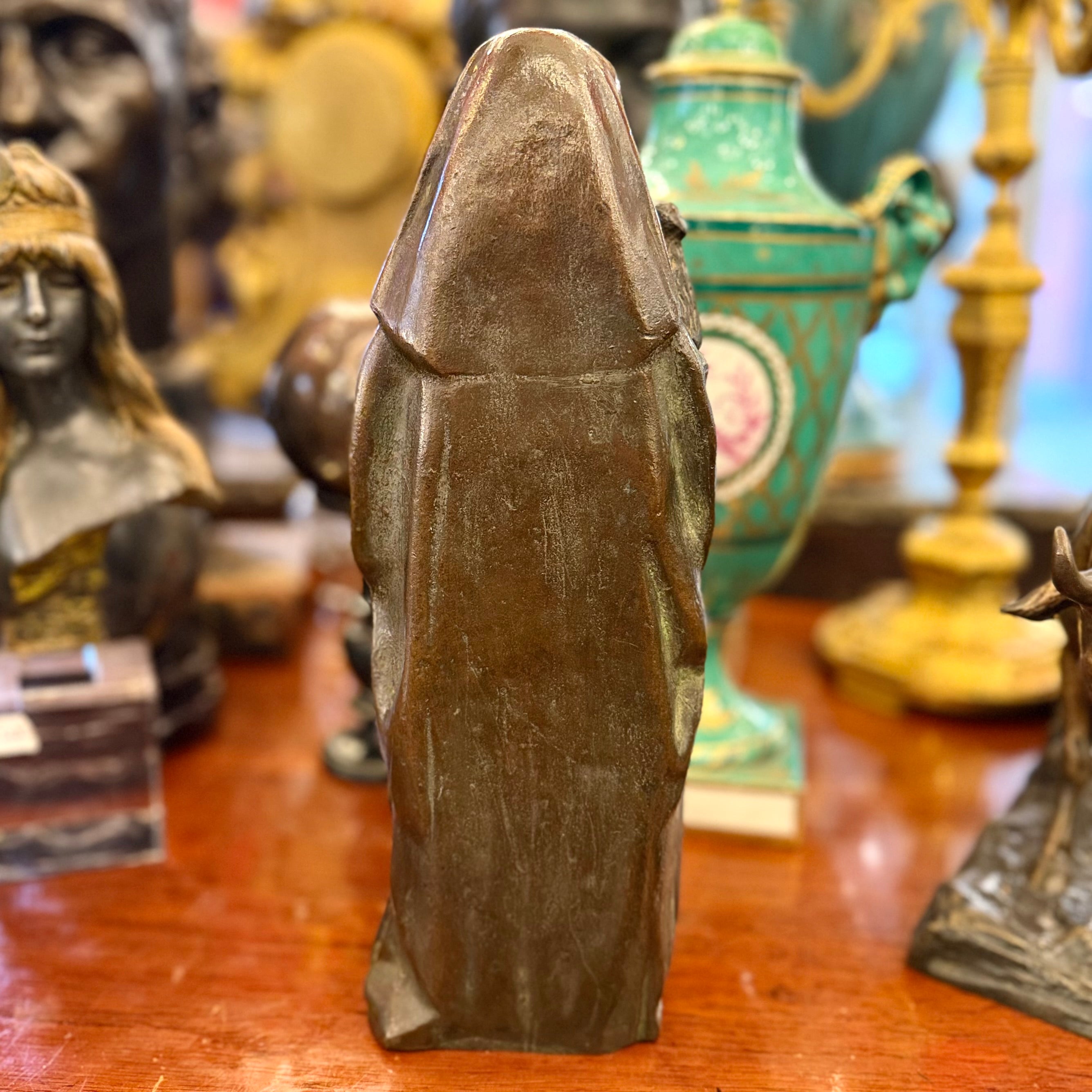 Virgen de bronce con Jesus y San Juan Bautista. SXX Art-Deco