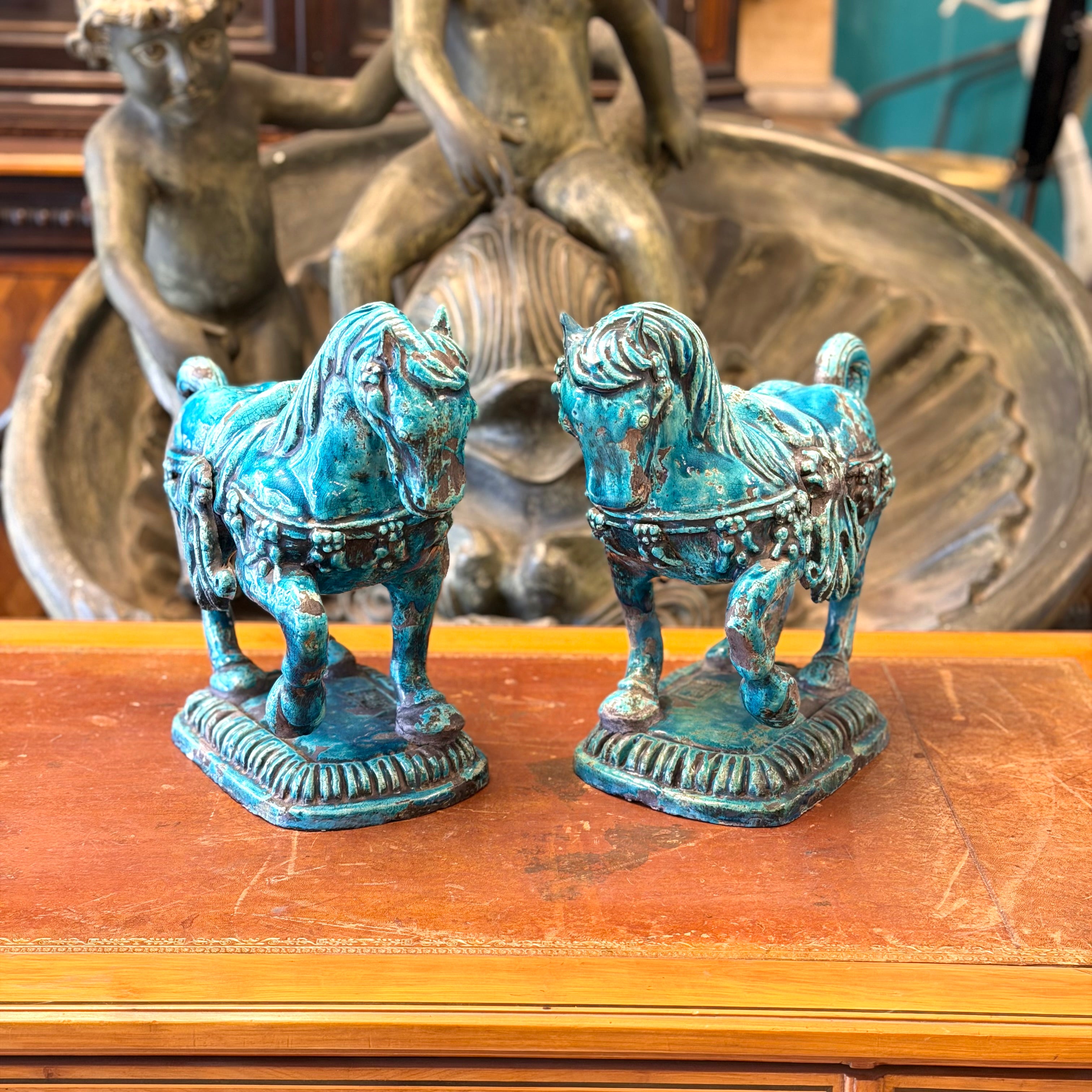 Par de caballos mongoles de guerra. China SXIX