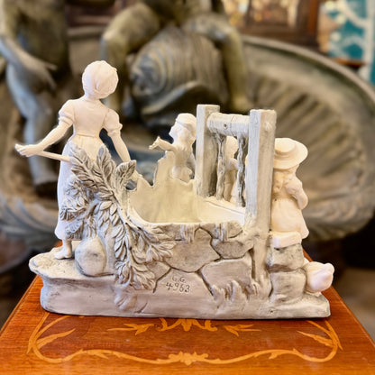 Figura francesa en porcelana bisque de una familia campiña. Francia SXIX