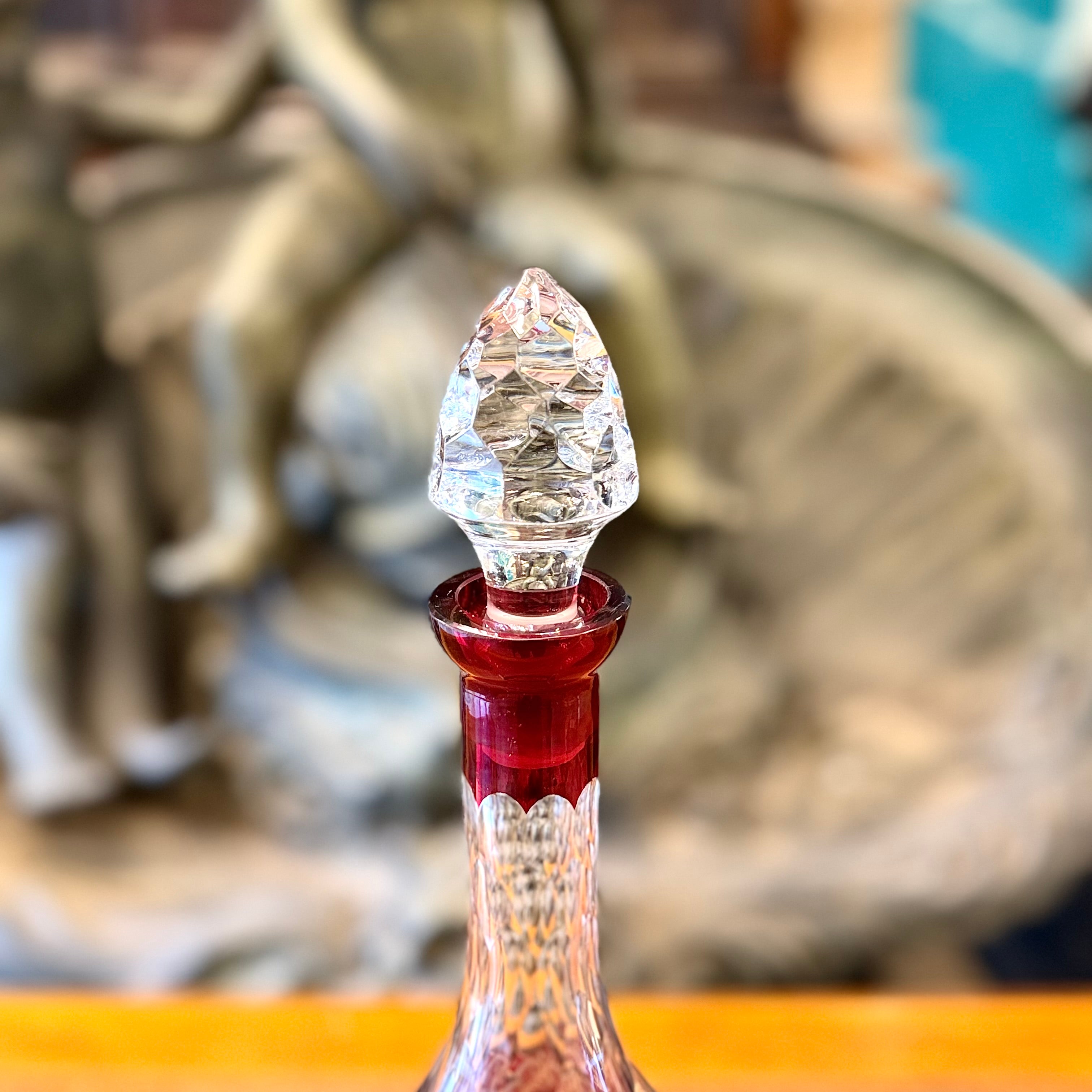 Botella de cristal dibujado al acido bohemia. Alemania SXIX
