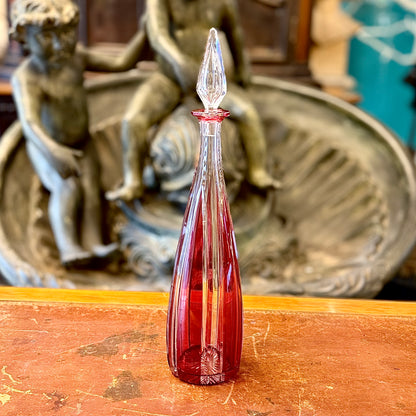 Botella de cristal cortado belga de lonjas. Bélgica SXX
