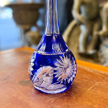 Botella cristal cortado bohemia azul. Checoeslovakia SXX