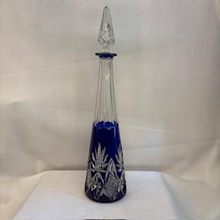 Botella cristal cortado azul