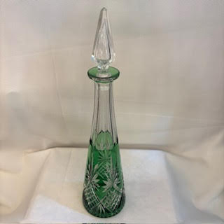 Botella de cristal cortado color verde Francesa