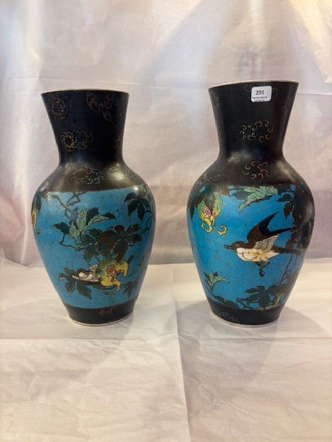 Par de jarrones caolín MEIJI. SXIX. JAPON