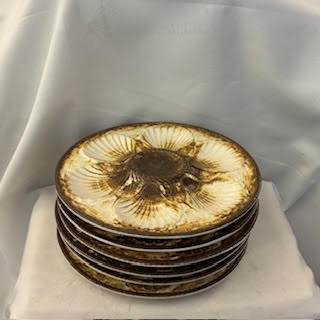 Juego de platos ostras mayólica Francia SXIX