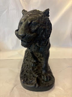 Tigre firma Christophe Fratin de bronce. Francia SXIX