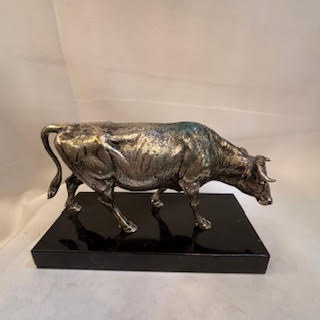 Christofle-Escultura Vaca en bronce plateado. Francuia SXX0