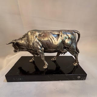Christofle-Escultura Vaca en bronce plateado. Francuia SXX0